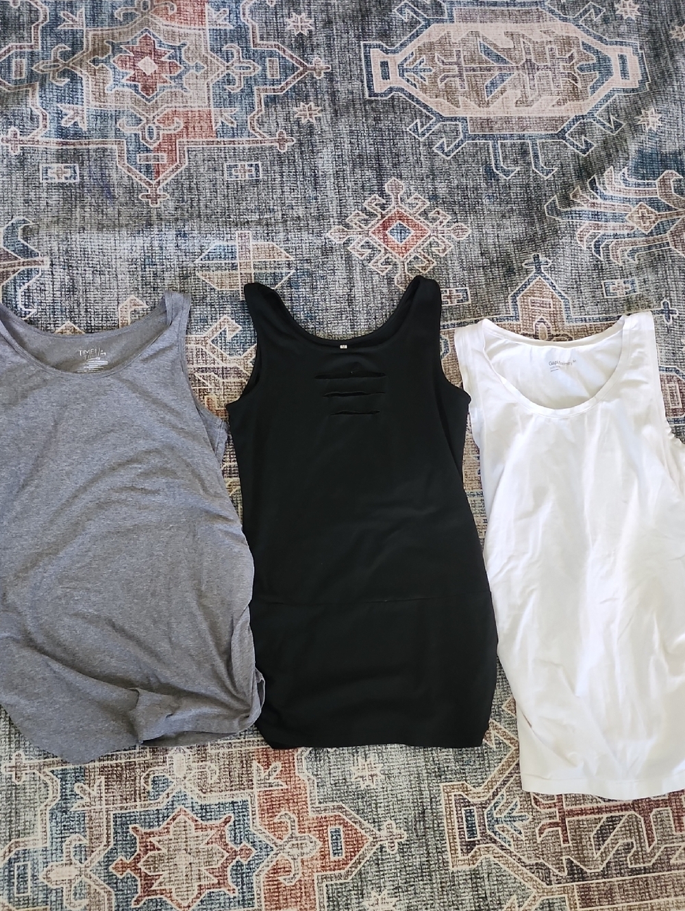 Maturnity Black, White & Gray Scoop Neck Tank Top Trio